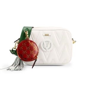 Valentino by Mario Valentino Mia Quilted Leather Camera Shoulder Bag White
